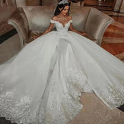 Crystal Beaded Elegant Wedding Gown - Envious Designs