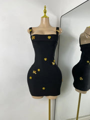 Jazlyn sparkly floral sequin diamond mini bandage dress elegant look.