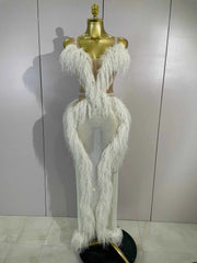 April Sparkly Diamonds Tassel Mesh Transparent Long Dress