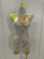 Toni Crystal See Through Stretch Mini Dress