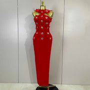 Paityn Flower Beading Sleeveless Bodycon Long Bandage Dress