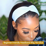 Short straight headband bob wig – 100% human hair glueless wig with black headband, easy put-on-and-go style for natural everyday wear