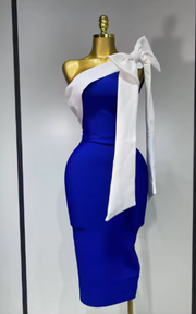 Jana One-Shoulder Bow Bandage Dress