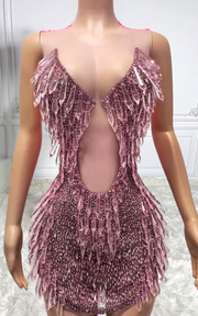 Sheer mesh crystal party dress – sexy sparkly water drop rhinestone bodycon dress for women night club and party wear