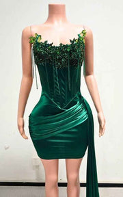 Crystal Draped Corset Dress With Elegant Side Sweep Luxury Crystal Birthday Dress