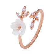 Adjustable Cherry Blossom Rings in Rose Gold
