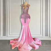 Pink Velvet Mermaid Prom Dress