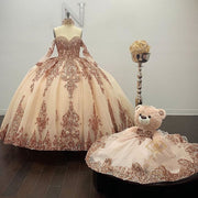 Sweetheart Off Shoulder Detachable Sleeve Quinceanera Dress - Envious Designs