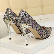Women 9.5cm Extreme High Heel Fashion Pumps Bling Sequin