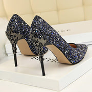 Women 9.5cm Extreme High Heel Fashion Pumps Bling Sequin
