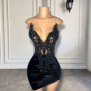 Mannequin Wearing a V-neck Beaded Embroidery Birthday Dress with Delicate Hand-Stitched Details and a Flattering Silhouette, Styled for Elegant Celebrations