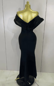 Janiya off shoulder beaded bodycon bandage maxi dress for women. Elegant luxury dress for evening parties, birthdays, and club events.