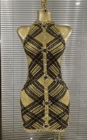 Claire Full Rhinestone Off Shoulder Bodycon Mini Dress