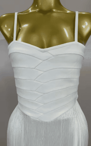 Catalina White Backless Tassel Bodycon Bandage Dress