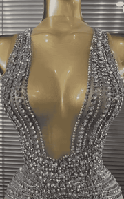Regina Rhinestone Mesh See Through Performance Bodysuit