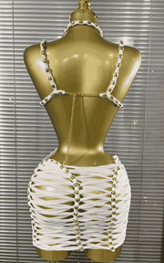 Farah sexy halter hollow out bodycon mini dress for women. Perfect for nightclub parties, birthdays, stage wear, and evening events.