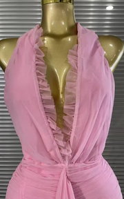 Look stunning in the Shemee pink halter V-neck bodycon maxi dress. Perfect for birthdays, vacations, cocktail parties, and summer events.