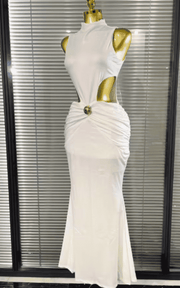 Yolanda off-shoulder hollow waist bodycon long dress for evening party and date night styling