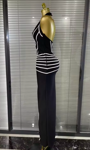 Celine black halter neck backless maxi bodycon bandage dress for birthdays and special occasions
