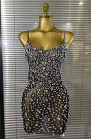 Envious Designs Yanna crystal sexy strap mesh see-through bodycon mini dress for birthday and nightclub styling