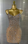 Envious Designs Yanna crystal sexy strap mesh see-through bodycon mini dress for birthday and nightclub styling