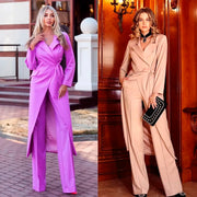 Fashion Candy Color Slim Women Long Jacket Suits Ladies Prom Evening Guest Formal Wear Custom Made (Jacket+Pants)
