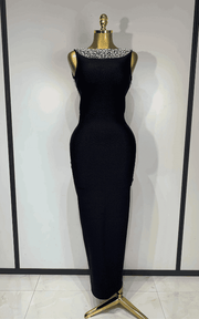 Malia elegant diamond pearl backless bandage dress for women. Perfect for evening parties, weddings, prom, and luxury special events.
