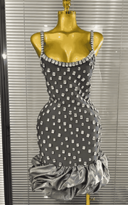Serenity Crystal Ball Gown Strap V-Neck Bandage Mini Dress