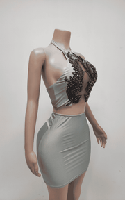 Halter See-Through Beaded Crystal Birthday Party Dress