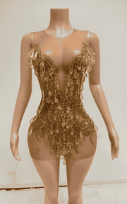 Sparkly Crystal Halter Rhinestone Cocktail Birthday Dress