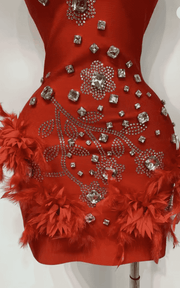 Adie V Neck Beaded Diamond Bodycon Bandage Mini Dress