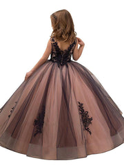 2024 Black Lace Flower Girl Dress: Elegant Sleeveless V-Neck