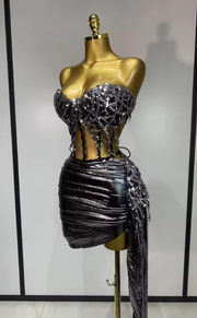 Amira sparkly sequins two piece evening party set for women