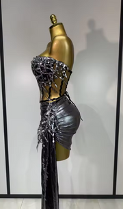 Amira sparkly sequins two piece evening party set for women