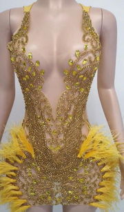 Latisha Sexy Blue Feather Rhinestone Mini Birthday Dress - Ready to Ship