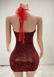 Gingee Sparkly Rhinestones Mesh See Through Short Birthday Dress - Ready to Ship