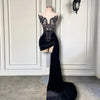 Black Velvet Beaded Embroidery Dress