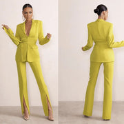 Summer Mother of the Bride Pants Suits Candy Color Ladies Women Evening Party Blazer Wear Slim Flared Trousers 2 Pieces