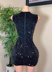Lara sexy short black beaded birthday party mini dress for women night out wear