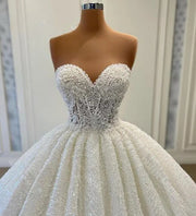 Luxury Pearls Beading Wedding Dress