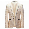 Men’s luxury cream and gold metallic slim fit dinner jacket with matching pants for formal or wedding wear