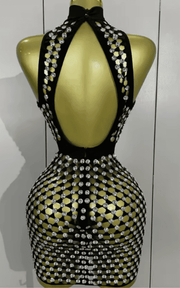 Jane Sparkly Diamond Sheer Mesh Bodycon Mini Dress