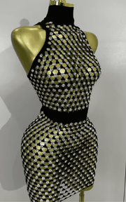 Jane Sparkly Diamond Sheer Mesh Bodycon Mini Dress