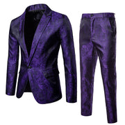 Men’s luxury jacquard suit with matching pants for formal or wedding wear