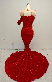 Shanice Sequin Mermaid Prom Dress with 3D Floral Appliqué and Illusion Bodice- Ready to Ship