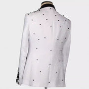 Elegant men’s 2-piece crystal jacquard suit with sparkly blazer and trousers for formal or stage wear