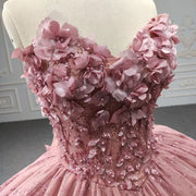 Pink Floral Quinceañera Gown