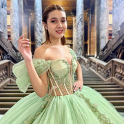 Glittering Green Sweetheart Quinceañera Dress