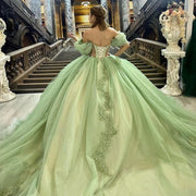 Glittering Green Sweetheart Quinceañera Dress