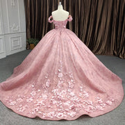 Pink Floral Quinceañera Gown